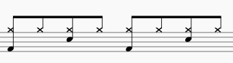 partitura contendo exercício básico de bateria