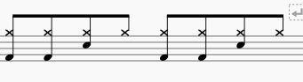 partitura contendo exercício básico de bateria