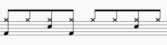 partitura contendo exercício básico de bateria