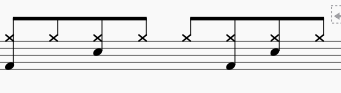 partitura contendo exercício básico de bateria