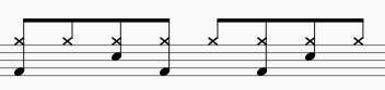 partitura contendo exercício básico de bateria